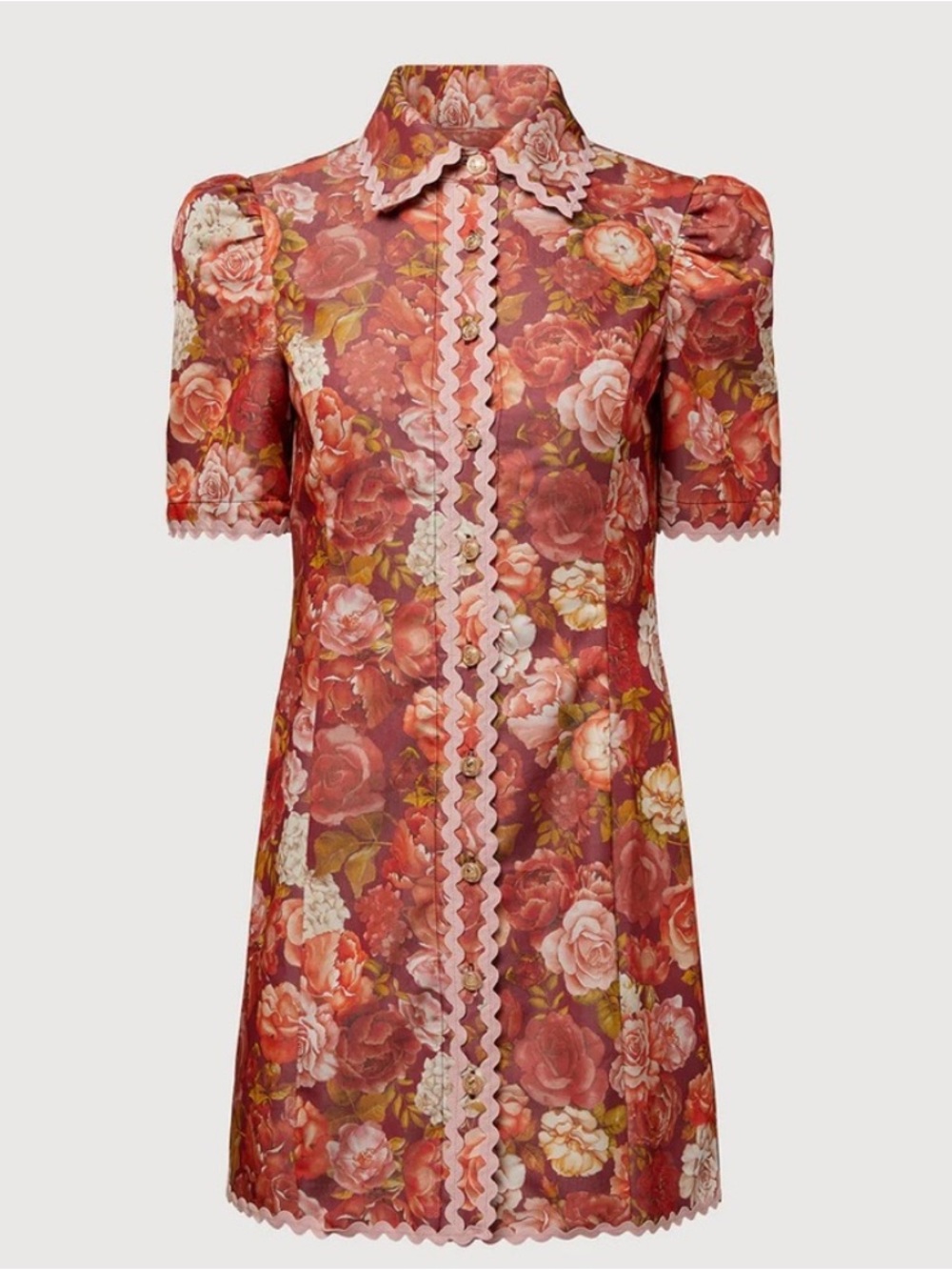 Rach Parcell Scalloo Floral Lace-Short Sleeve Mini Dress. NWT Size 12.
